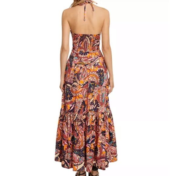 NWT A.L.C. Women's Adele Tiered Halter Maxi Dress in Russet Multi Size 00 - Picture 3 of 12